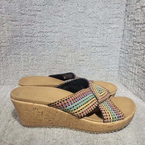 Skechers Beverlee Women's Size US 8 Rainbow Wedge Cross Strap Sandals - Picture 5 of 10